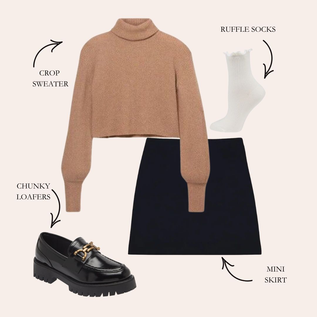 How To Style Chunky Loafers with a mini skirt