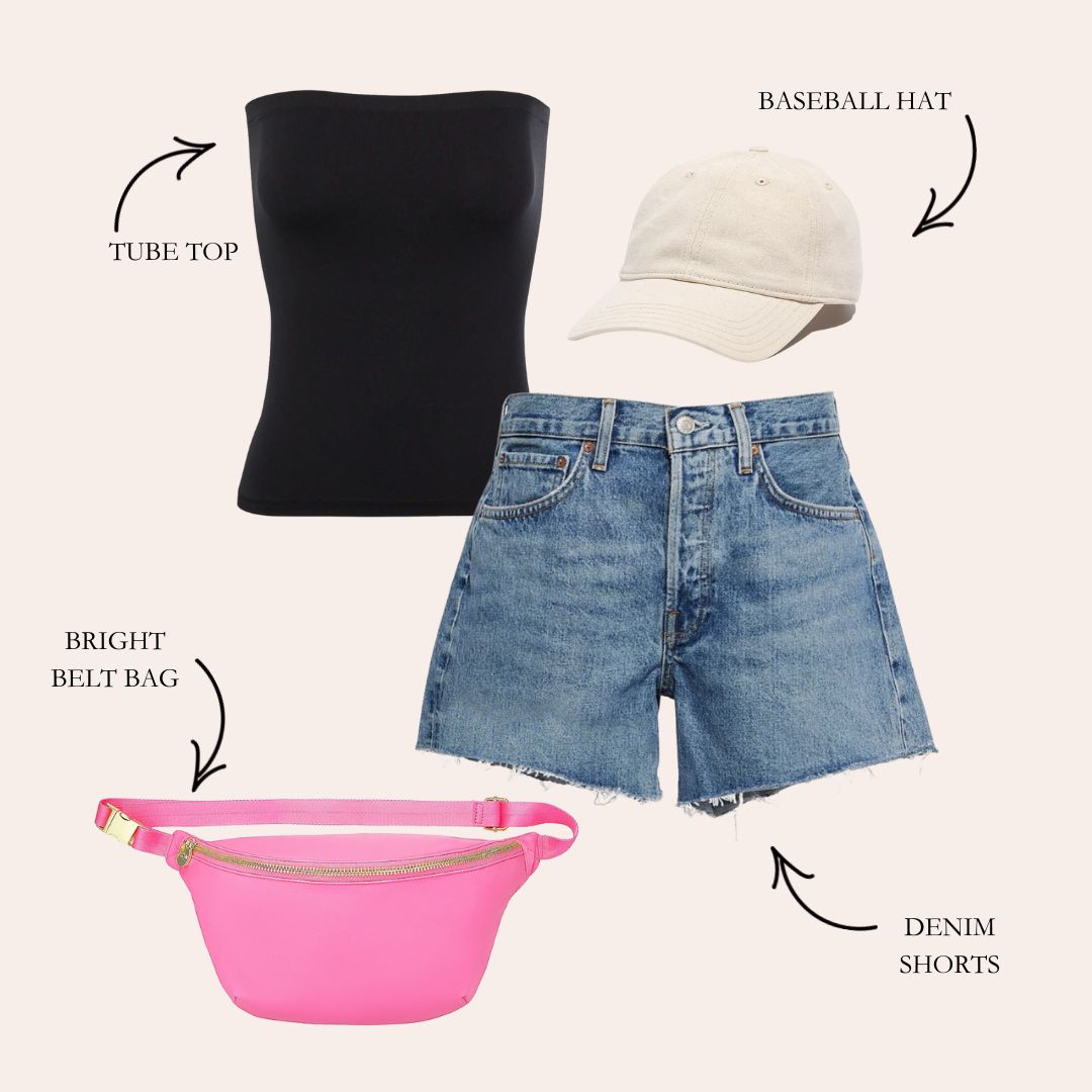 tube top with denim shorts