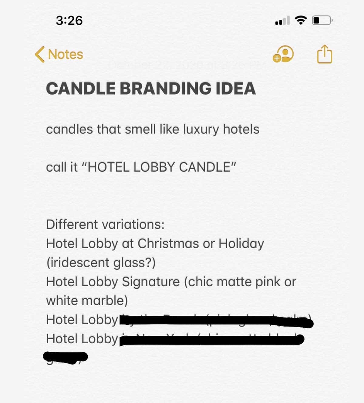hotel lobby candle