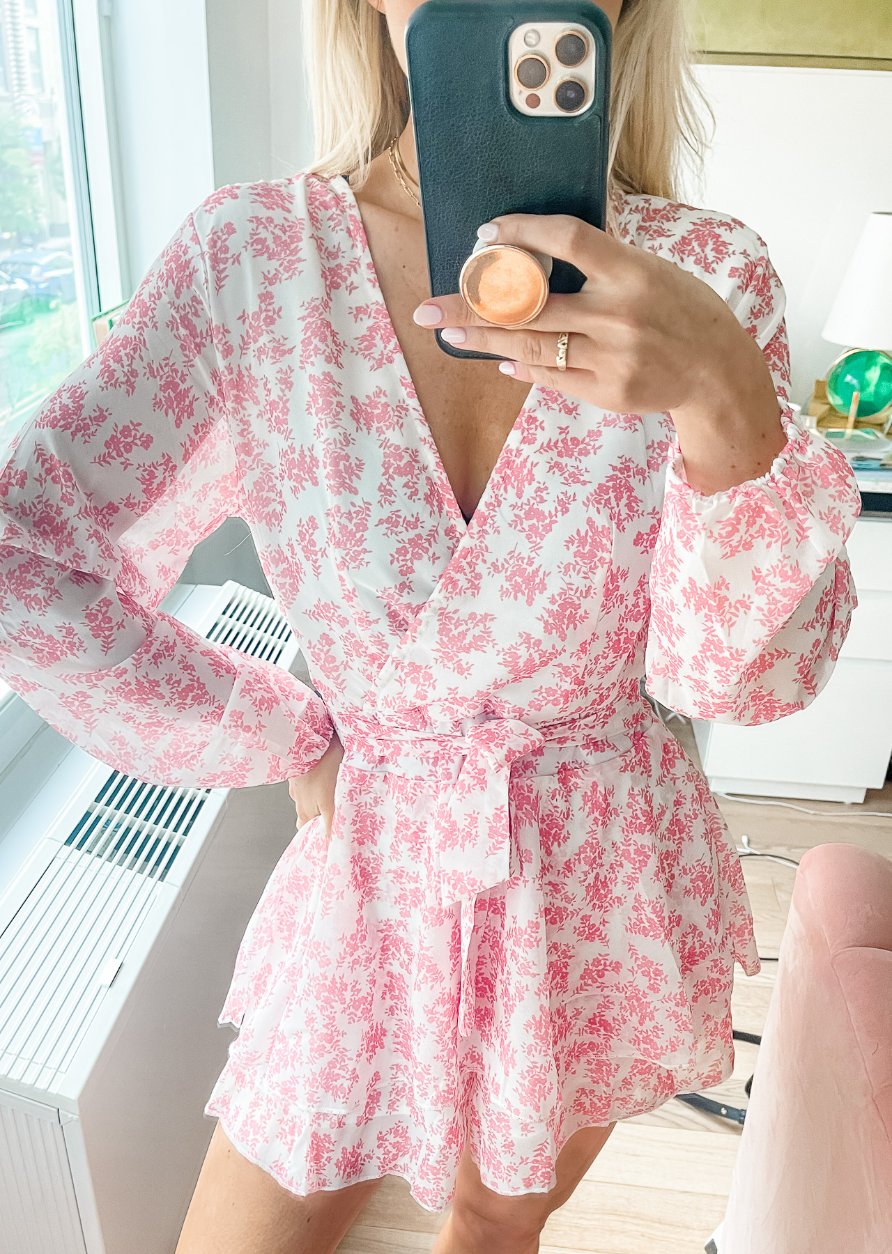 ruffled long sleeve dress
