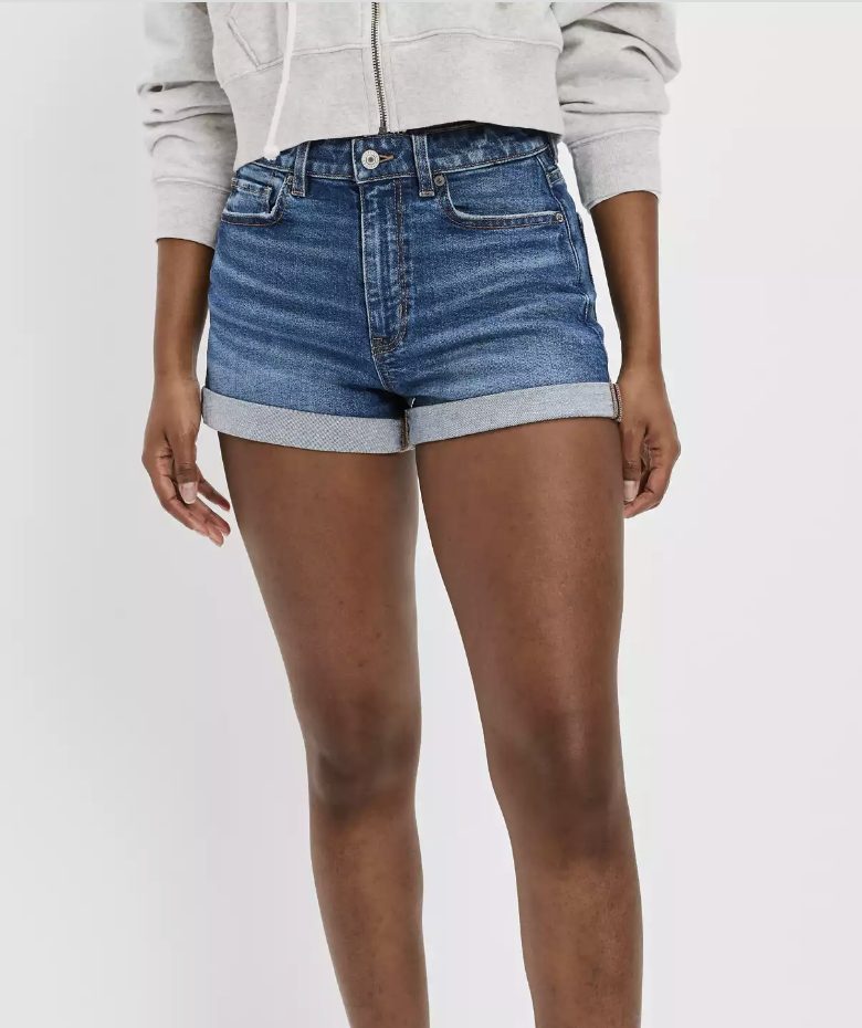 AE stretch denim mom shorts