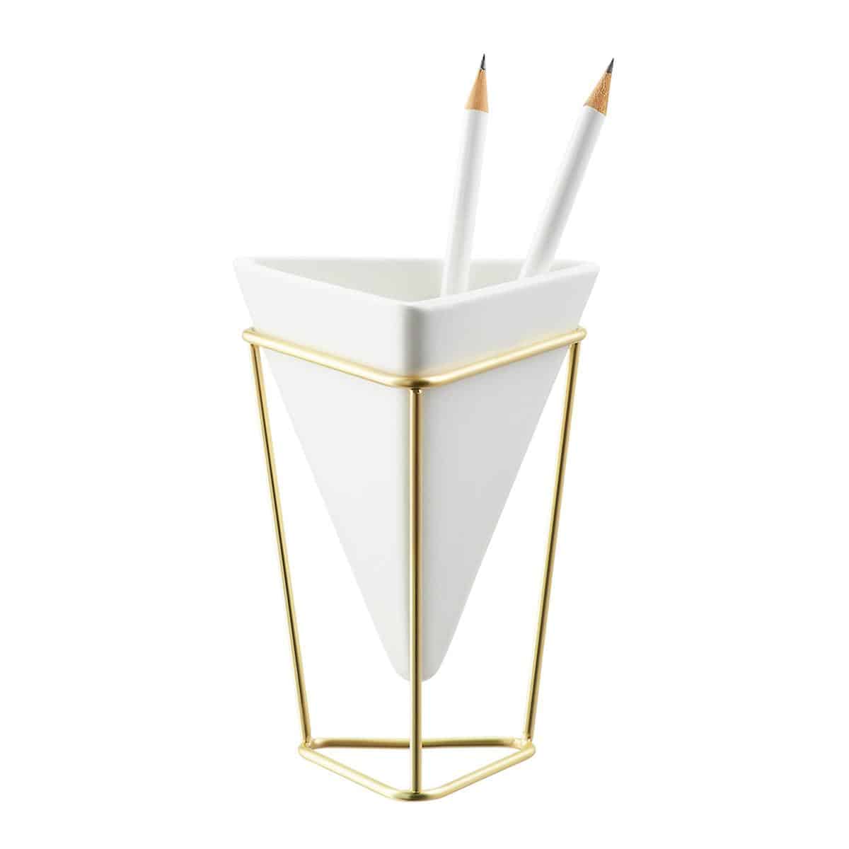 ceramic white pencil cup