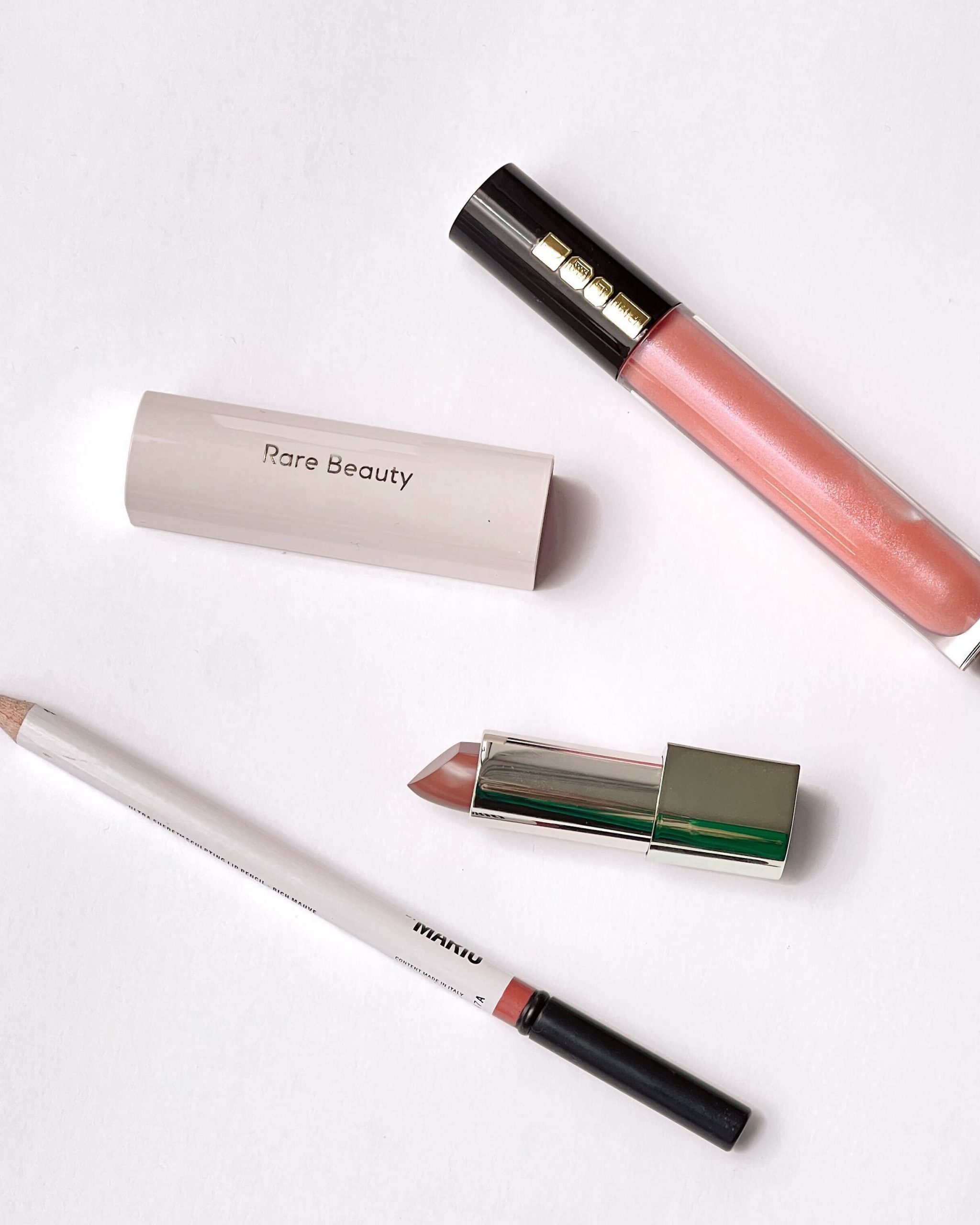 lipstick, lip liner, and lip gloss