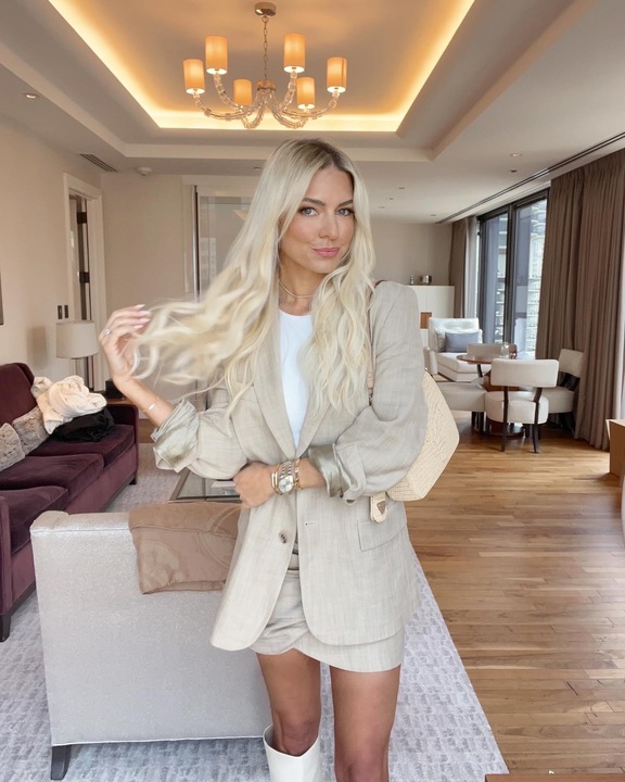 matching blazer and skirt set Paris
