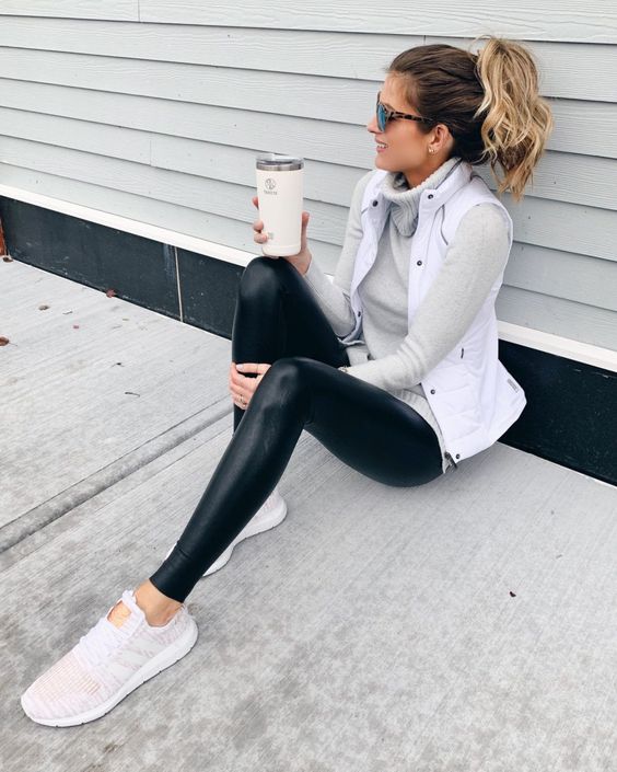 leather leggings with a vest