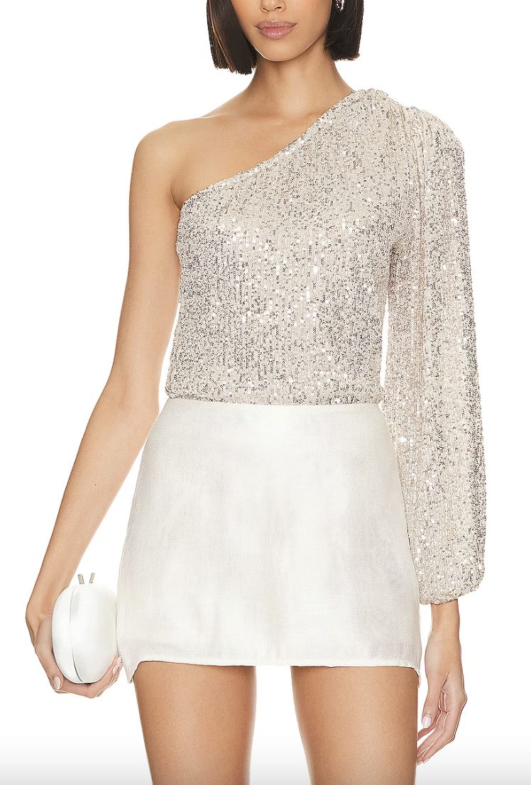 one shoulder sequin top