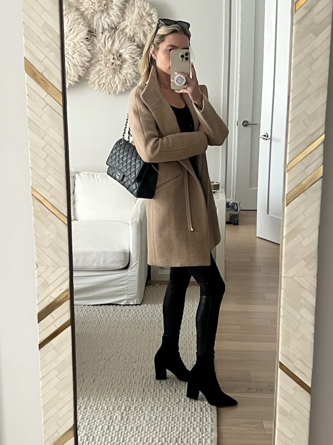 Oversized Coat + Leather Leggings + Ankle Boots