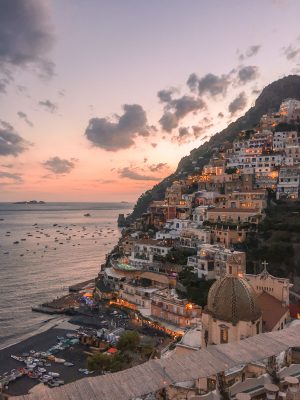 sunset in positano italy