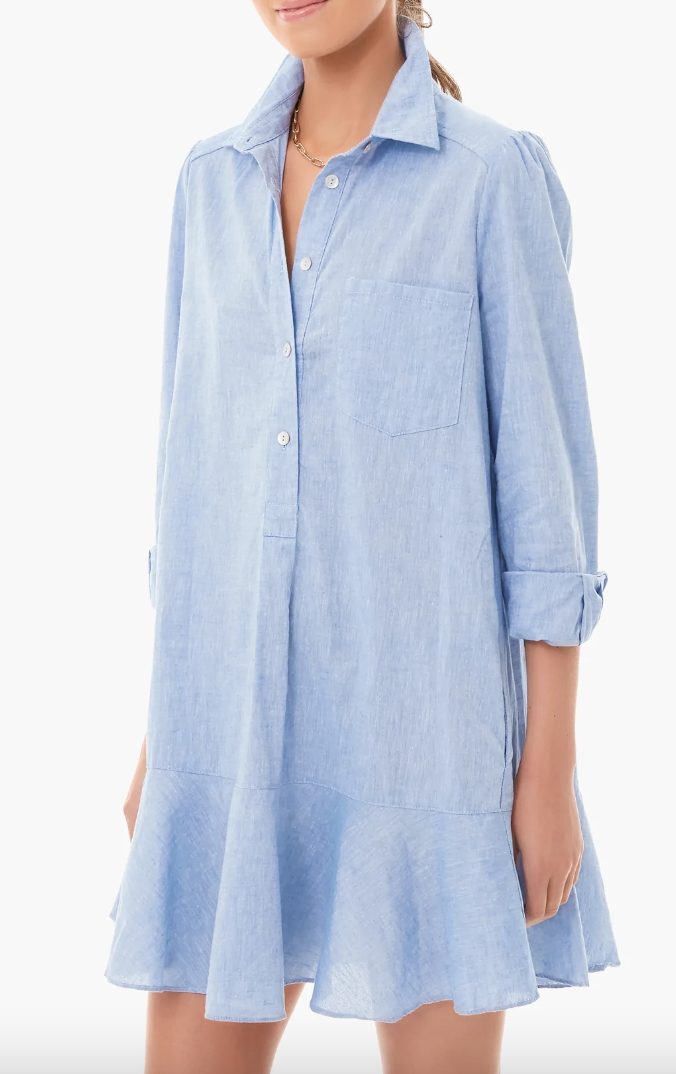 light blue shirtdress | Best Dresses For Big Boobs