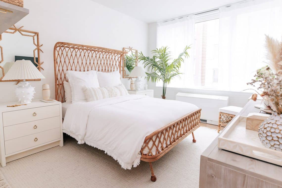 tulum inspired decor rattan bedframe