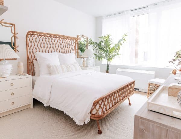 tulum inspired decor rattan bedframe